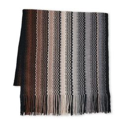 Accesorii Femei Missoni Zigzag Fringe Trim Wool-Blend Scarf Grey Taupe