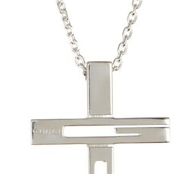 Gucci Sterling Silver Cutout Cross Pendant Necklace STERLING SILVER