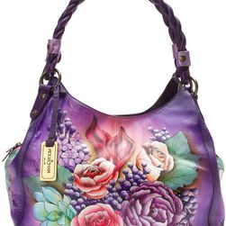 Anuschka Handbags Triple Compartment Shoper with Braided Handle Lush Lilac