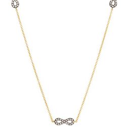 Bijuterii Femei Freida Rothman 14K Gold Plated Sterling Silver Infinity CZ Station Necklace BLACK AND GOLD