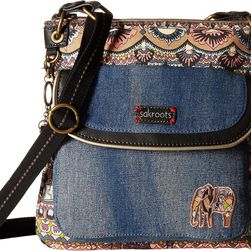 Sakroots Artist Circle Flap Crossbody Taupe One World