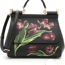 Dolce & Gabbana Sicily Handbag TULIPANI VIOLA F.NERO