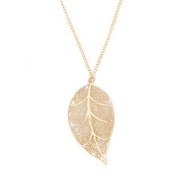 Bijuterii Femei Forever21 Etched Leaf Pendant Necklace Gold