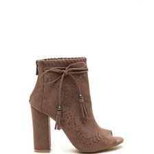 Incaltaminte Femei CheapChic Prairie Tale Woven Peep-toe Booties Lttaupe