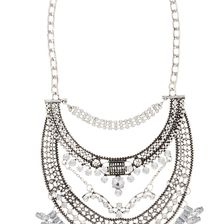 Eye Candy Los Angeles Layla Layered Statement Necklace Silver