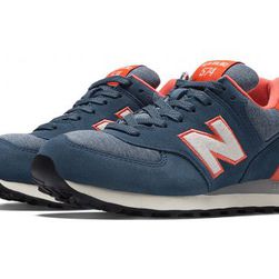 Incaltaminte Femei New Balance Womens Pennant Pack 574 Blue Smoke with Coral Off White
