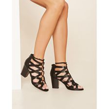 Incaltaminte Femei Forever21 Cutout Lace-Up Block Heels Black