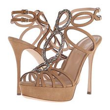Incaltaminte Femei Sergio Rossi Farrah Honey Cream Suede Strass