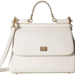 Dolce & Gabbana Borsa A Mano Vitello Stampa Dauphine Bianco