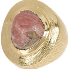 Cole Haan 12K Gold Plated Textured Stone Ring - Size 7 GOLDT