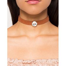 Bijuterii Femei CheapChic Love Rhinestone Accent Suede Choker Camel