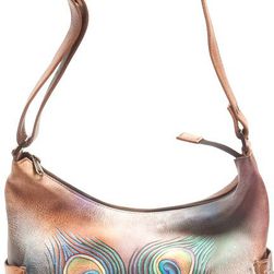 Anuschka Handbags Large Hobo with Side Pockets Premium Peacock Flower