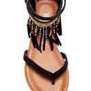 Incaltaminte Femei Nature Breeze Celine Beaded Fringe Sandal BLACK PU