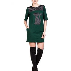 Rochie verde, cu print pisica, Lucky 13, Amelie Suri