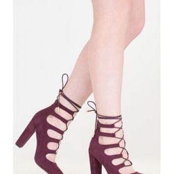 Incaltaminte Femei CheapChic Glam Affair Pointy Lace-up Chunky Heels Plum