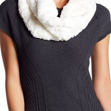 Accesorii Femei 14th Union Textured Faux Fur Snood Scarf WHITE