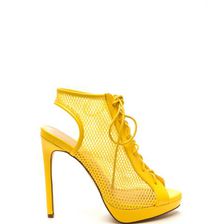 Incaltaminte Femei CheapChic Mesh In Love Lace-up Booties Yellow