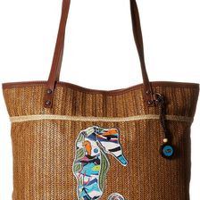 Sakroots Artist Circle Straw XL Tote Aqua Water Nation