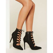 Incaltaminte Femei Forever21 Lace-Up Faux Suede Booties Black