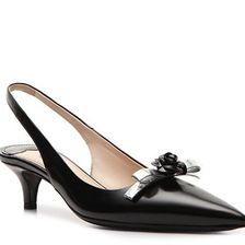 Incaltaminte Femei Prada Leather Flower Slingback Pump BlackSilver