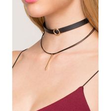 Bijuterii Femei CheapChic Circle And T 2pc Choker Set Black