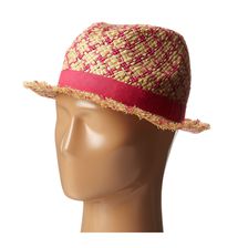 BCBGMAXAZRIA Checked Fedora Hat Fuchsia
