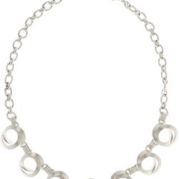 Cole Haan Rhodium Plated Textured Loop Linked Chain Necklace IRHOD