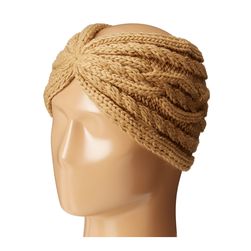 Michael Kors Cable Knit Jersey Twisted Headband Dark Camel