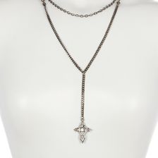 Free Press 3 Layer Faceted Cross Rosary Necklace HEM-HEMATITE