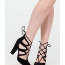 Incaltaminte Femei CheapChic Vixen In Velvet Chunky Lace-up Heels Black