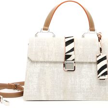 Miu Miu Animal Print And Linen Blend Bag BIANCO+NAT