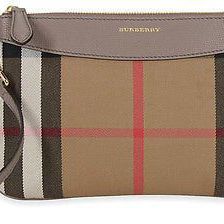 Burberry Horseferry Check Leather Clutch - Thistle Grey N/A