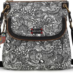 Sakroots Artist Circle Flap Crossbody Black And White Spirit Desert