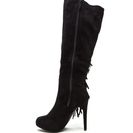 Incaltaminte Femei CheapChic Fringe Out Faux Suede Boots Black