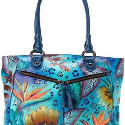 Anuschka Handbags Large Shopper with Front Pockets Blue