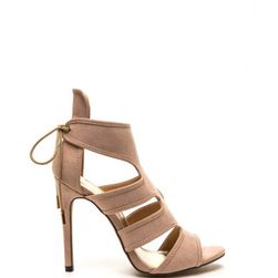 Incaltaminte Femei CheapChic Around Town Caged Faux Suede Heels Nude