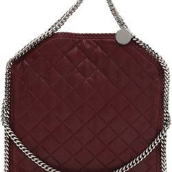 Stella McCartney Quilted Shaggy Deer Falabella Fold Over Tote Bag PLUM
