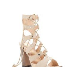 Incaltaminte Femei Chase Chloe Benjamin Open Toe Lace-Up Bootie Nude