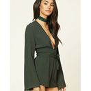 Bijuterii Femei Forever21 V-Neck Belted Romper Emerald