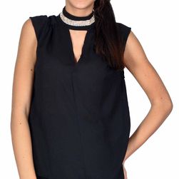 Bluza de ocazie neagra cu bentita strasuri 1733N