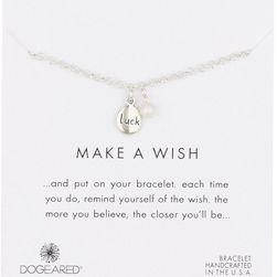 Dogeared Luck Word Sterling Silver Pebble & 2mm Freshwater Cultured Pearl Charm Bracelet SILVER