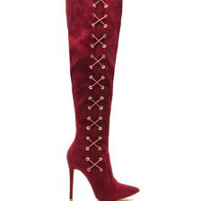 Incaltaminte Femei CheapChic Corsets On Pointy Faux Suede Boots Wine