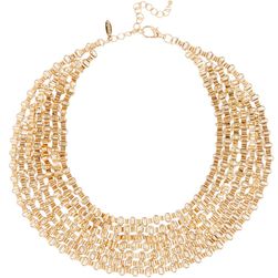 Natasha Accessories Gold-Tone Chain Link Bib Necklace GOLD