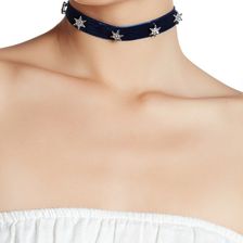 Free Press 5 Station Crystal Star Choker BLK DMND-RHOD-NAVY
