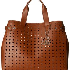 Armani Jeans Perforated Eco Leather Shopping Bag Brown