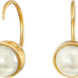 Marc Jacobs Small Pearl Hook Earrings Cream/Antique Gold