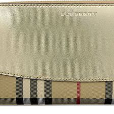 Burberry Horseferry Check Leather Ziparound Wallet - Gold N/A