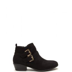 Incaltaminte Femei CheapChic Doubled Over Faux Suede Booties Black