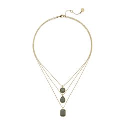 Vince Camuto Triple Layer Pendant Necklace Worn Gold/Milky Grey