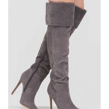 Incaltaminte Femei CheapChic Luxe Faux Suede Over-the-knee Boots Grey